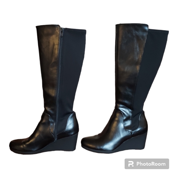 Life Stride NWOB Black Nadra High Shaft Wedge Boots Size 8 - Picture 4 of 9